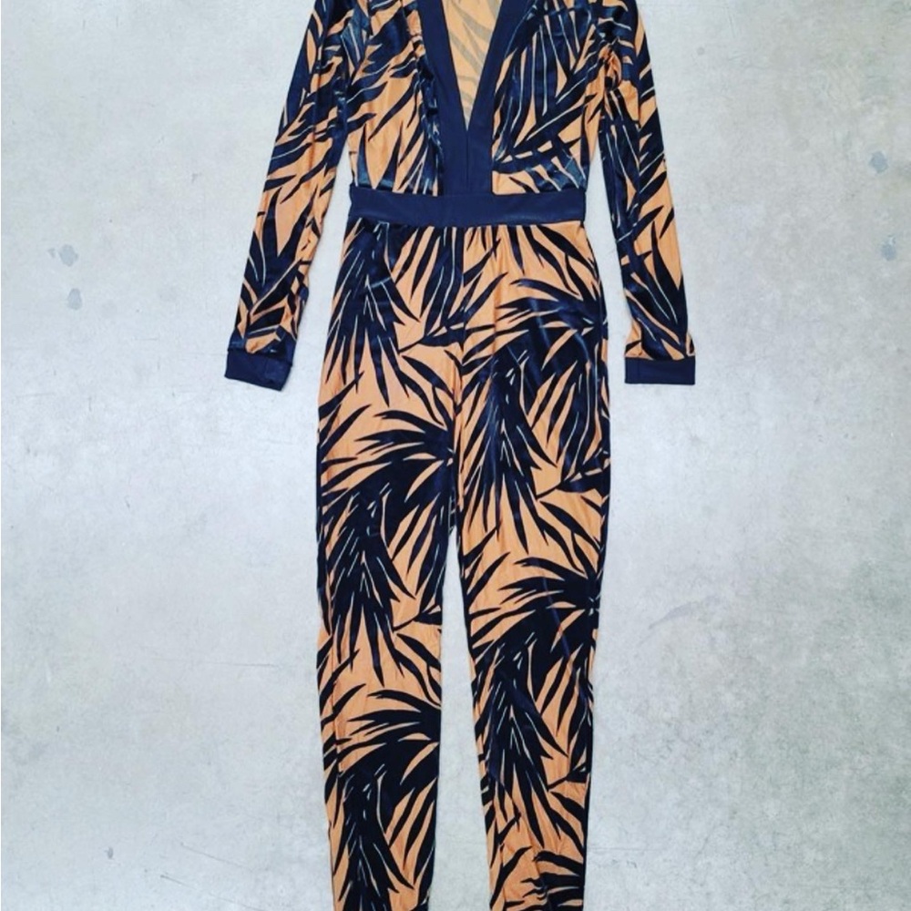 Stylish Tan and Black Jumpsuit